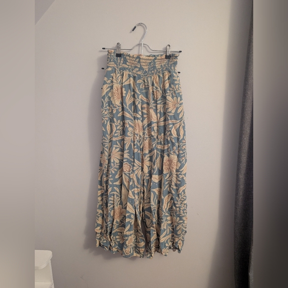 Patrons of Peace Pants - Patrons of Peace Blue and Cream Floral Maxi Skirt